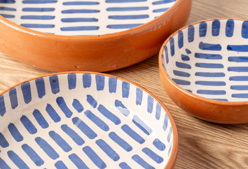 Moroccan Nesting Dish Set | Blue Stripe | Handmade | Set of 3