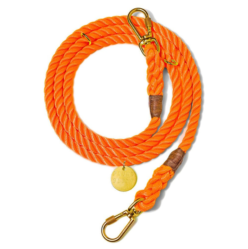 Rescue Orange Rope Dog Leash, Adjustable | Marine-Grade | Hand-Spliced | Found My Animal