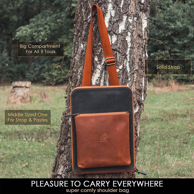 S50X Deluxe Wood Carving Set | 9 Tools with Leather Bag