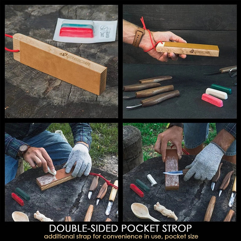 S50X Deluxe Wood Carving Set | 9 Tools with Leather Bag