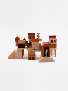 Italian Courtyard Open Play Wooden Blocks | 59 Pieces | SABO Concept