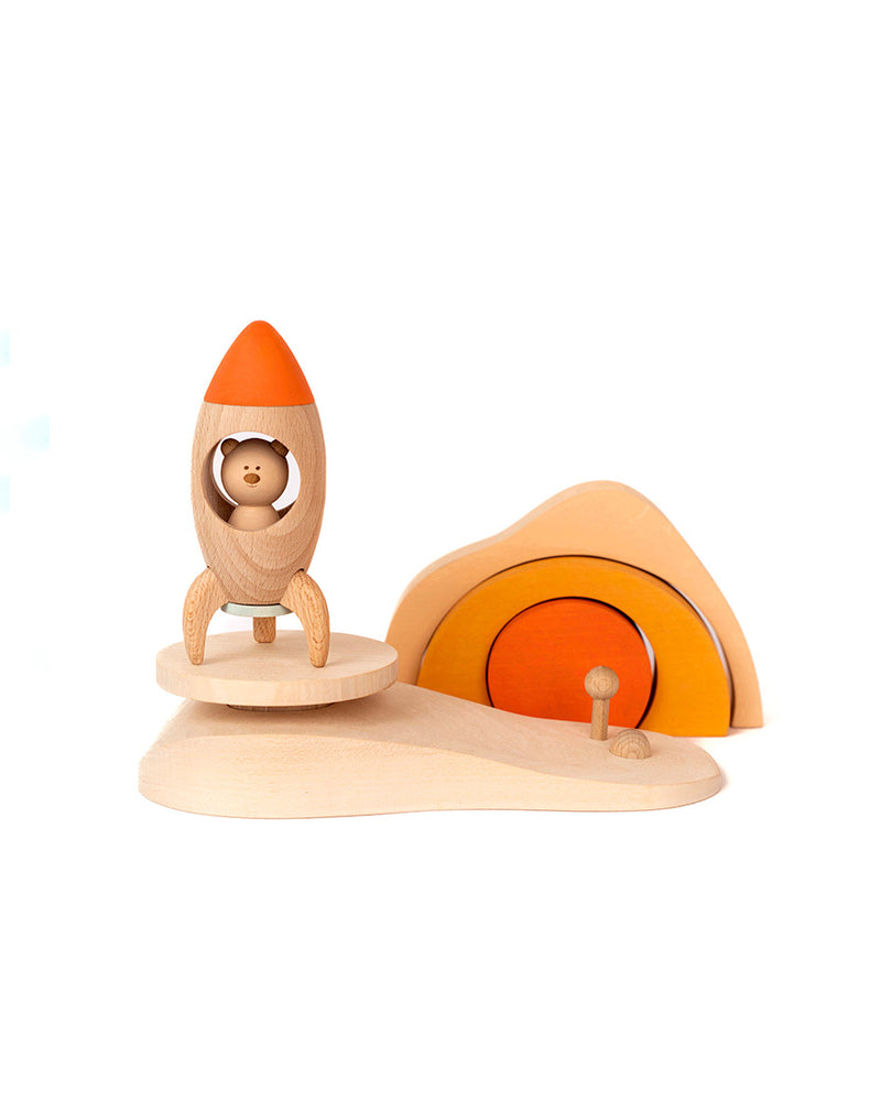 To the Stars Wooden Rocket Play Set | Bear Astronaut | Beech & Linden | Ukraine