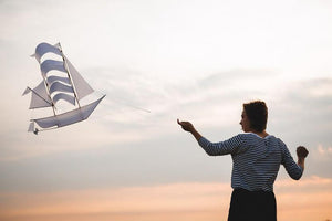 Handmade Sailing Ship Kite | Ripstop Nylon & Bamboo | 27" x 27" x 22"