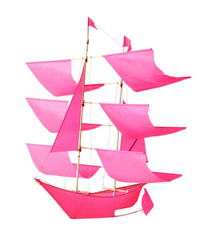 Handmade Sailing Ship Kite | Ripstop Nylon & Bamboo | 27" x 27" x 22"