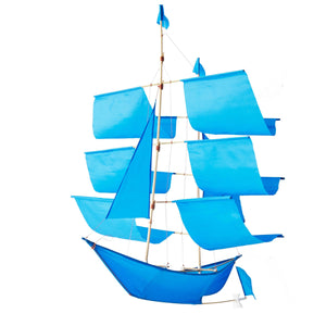Handmade Sailing Ship Kite | Ripstop Nylon & Bamboo | 27" x 27" x 22"
