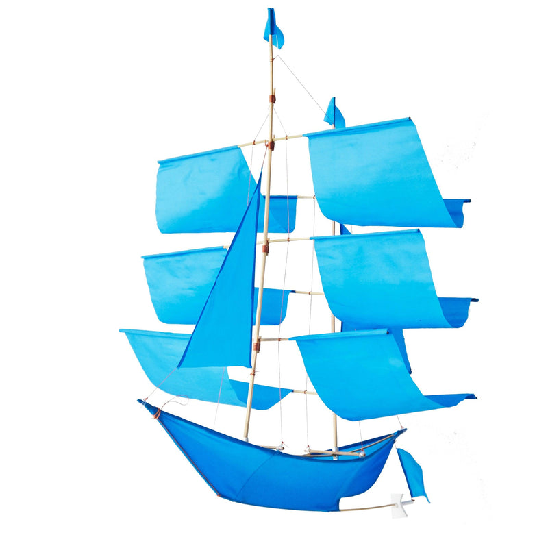 Handmade Sailing Ship Kite | Ripstop Nylon & Bamboo | 27" x 27" x 22"