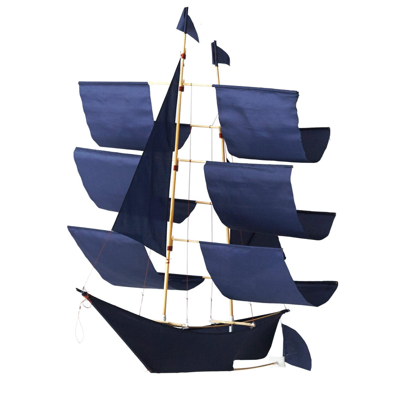 Handmade Sailing Ship Kite | Ripstop Nylon & Bamboo | 27" x 27" x 22"