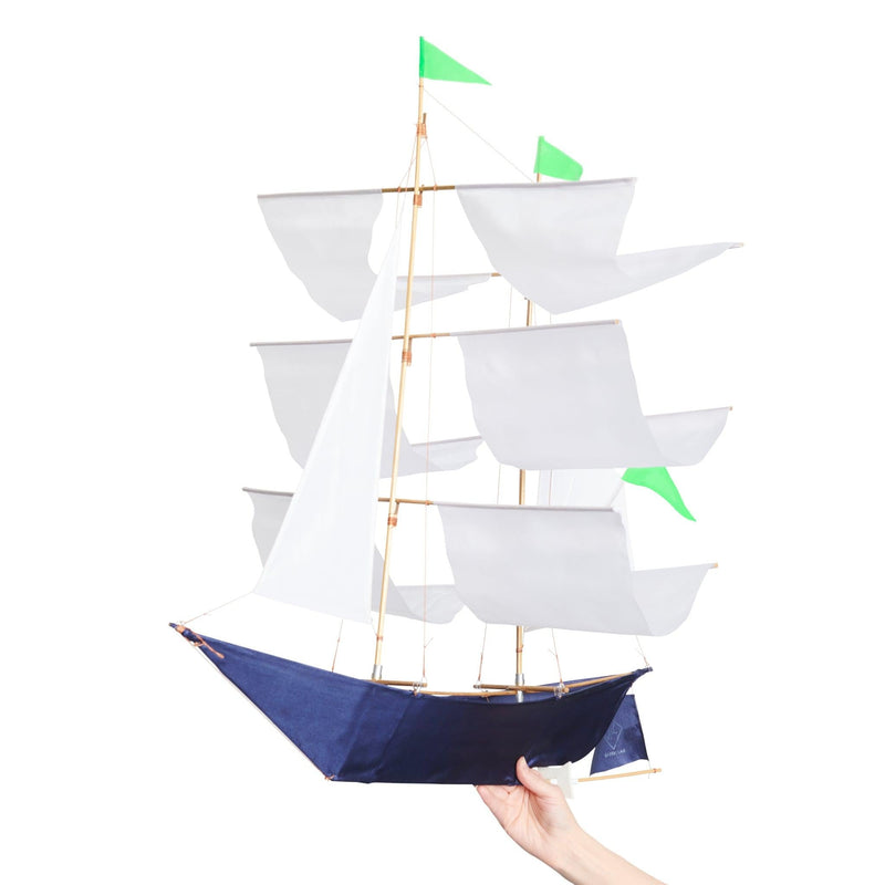 Handmade Sailing Ship Kite | Ripstop Nylon & Bamboo | 27" x 27" x 22"