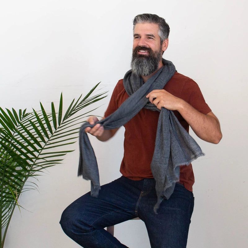 Cashmere Travel Scarf | Steely Gray | Hand-Dyed | 80" x 30"