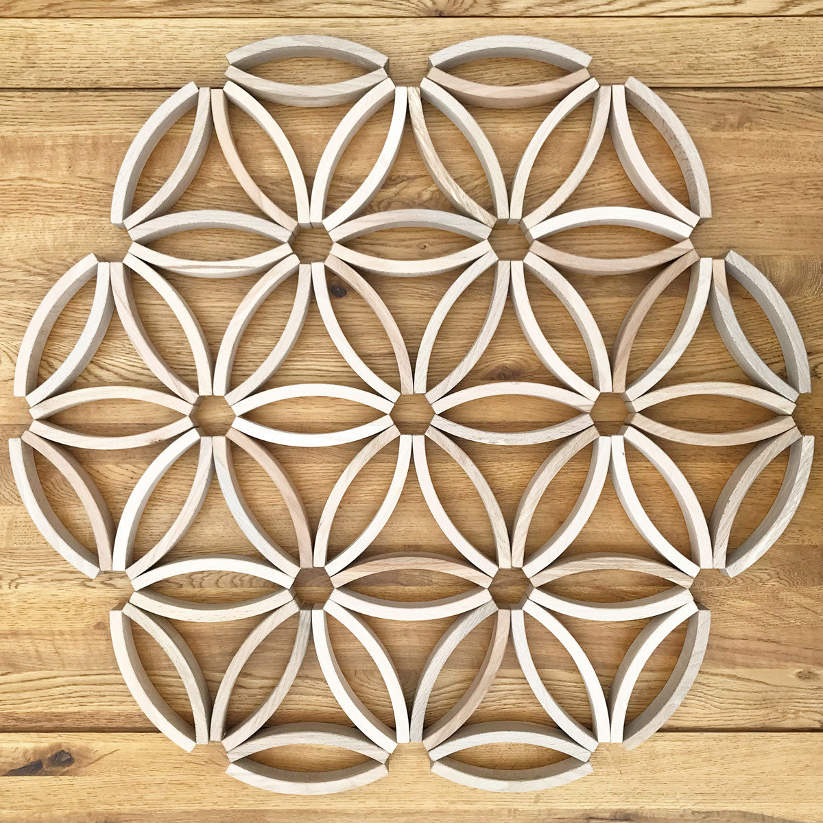 Abel Mini Blocks arranged into a large geometric flower pattern