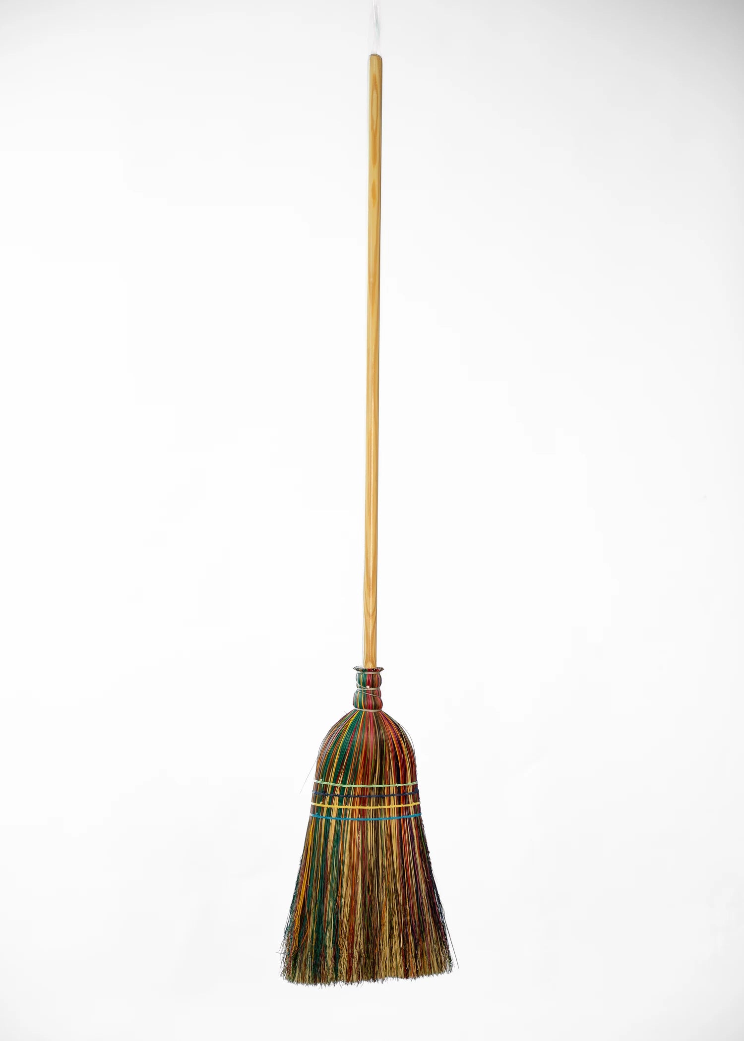 Full product view of the handmade broomcorn broom